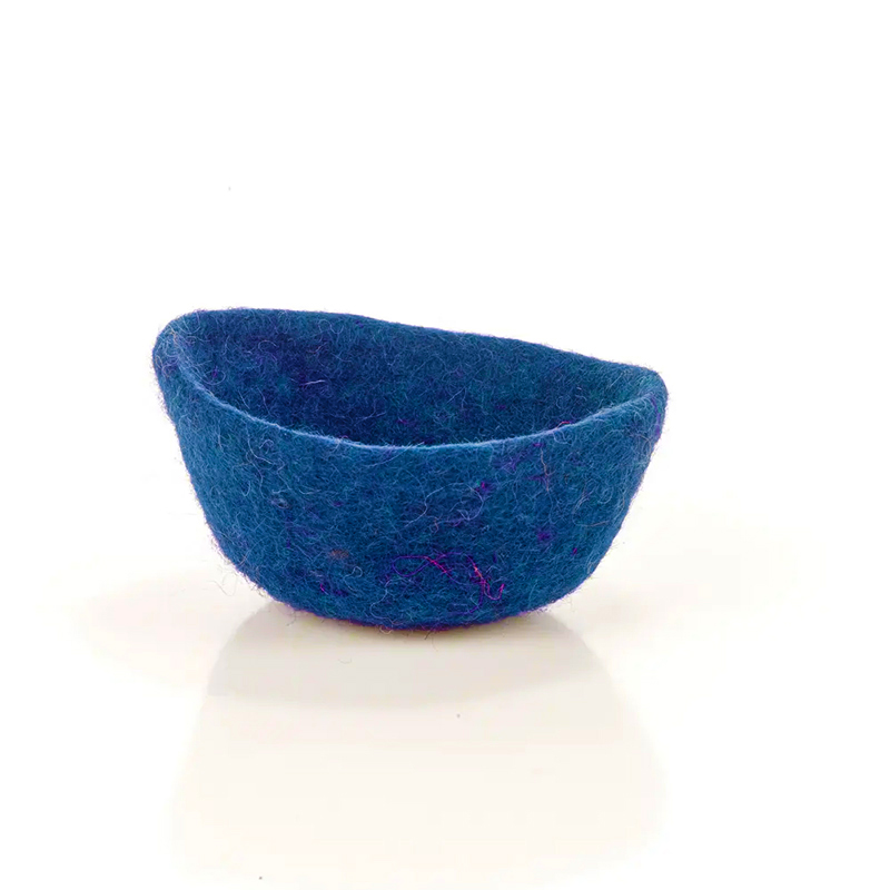 Ciotola colorata in feltro di lana - Blu