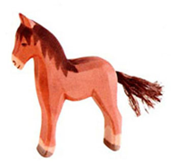 Cavallo piccolo - puledro marrone  criniera scura in legno