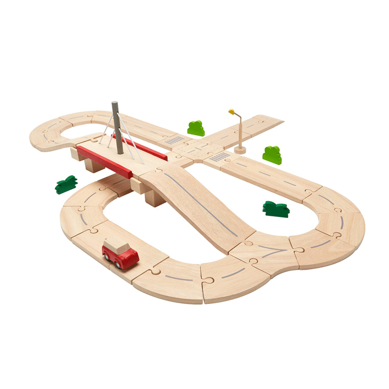 The Wooden Toy Factory - Pista per Macchinine Click Clack in Legno Set con  6 Macchine – Include